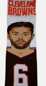 Baker Mayfield Selfie Socks #6 Cleveland Browns NFL Medium Crew Fits SZ 5-10 - Picture 1 of 5