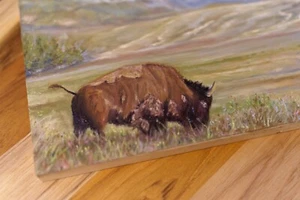 Buffalo Oil Painting Original Yellowstone animal art - Picture 1 of 4