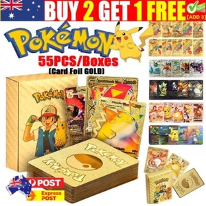 55Pcs Pokemon Card Foil GOLD PACK CARDS TCG GX Vmax GX Card Charizard Rare NEW - Picture 1 of 18