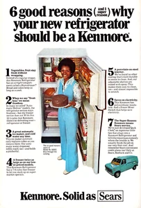 Sears Kenmore Refrigerator Pretty Lady Chocolate Cake Vintage Print Ad 1976 - Picture 1 of 4
