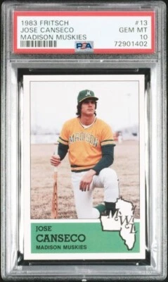 1983 Fritsch Madison Muskies Jose Canseco #13 PSA 10 - 1st LICENSED & MiLB CARD! - Image 1 of 2