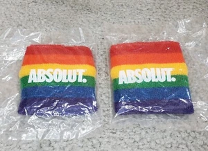 Two ABSOLUT Vodka Wristband 3.5" Sweatband Rainbow Gay Pride LBGTQ - New - Picture 1 of 1