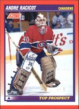 1991-92 Score Canadian Bilingual Canadiens Hockey Card #285 Andre Racicot TP RC