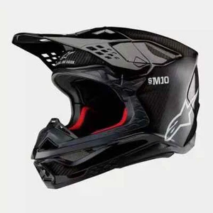 New Alpinestars M10 Gloss Black Carbon Motocross Mx Helmet Adult 2X / XXL - Bild 1 von 6