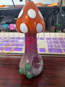 Mushroom Pipe Trippy Glass Pipe Hand Pipe Mushroom Pipe Galaxy Purple Gift Bowl - Picture 1 of 2