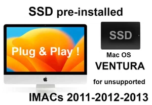 SSD 240go pre-installed Mac OS VENTURA pour IMAC 2011 2012 2013 - 21,5" - 27" - - Imagen 1 de 1