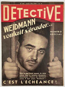 Detective, 2 Mars 1939, No. 540, Vintage French True Crime Magazine, Pulp - Foto 1 di 4