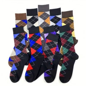  Trendige Argyle Diamant Baumwolle reichhaltige Jacquard-Stricksocken für Herren UK 6-11 - Bild 1 von 4