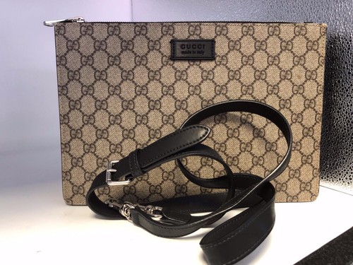 Autentica borsa Gucci GG doppia zip 2 vie tracolla frizione