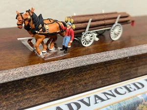 TWIN HORSE DRAWN LOG WAGON w/ LOG LOAD & FIGURE HANDPAINTED HO Scale - NEW OOP - Picture 1 of 11