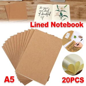 20pcs A5 Notebook Workbook Kraft Paper Notepad for School Office Writing Use - Picture 1 of 13