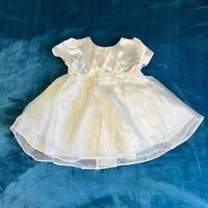 Vintage K.I.D. Collection Appliqué Beaded Dress White Satin/Organza Size Small - Picture 1 of 18