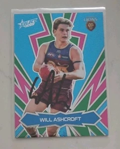 LIONS WILL ASHCROFT SIGNED 2025 SELECT AFL FOOTBALL TRADING CARD NORM SMITH WIN - Picture 1 of 1