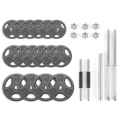 Набор черных чугунных весовых пластин 100 фунтов для гантелей и штанг, НОВЫЕ - Изображение 1 из 4