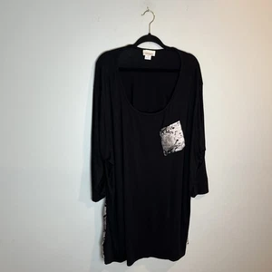 CW Classics Women’s Black & Snakeskin Print Top 3/4 Sleeves Front Pocket Size 4X - Picture 1 of 7