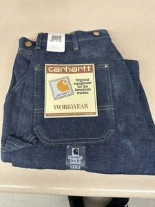 Vtg Carhartt B07 DNM Double Knee Logger Jeans Mens 34x30 Suspender Btns NOS NWT - Picture 1 of 11