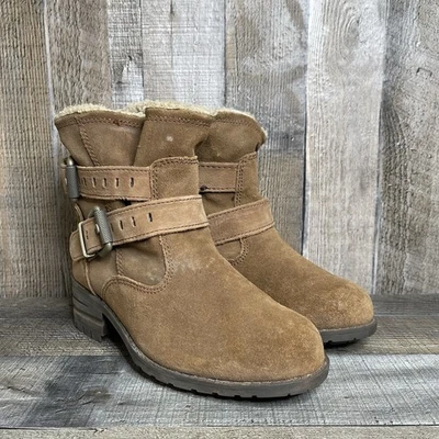 Womens CAT Caterpillar Jory Brown Suede Double Buckle Boots Booties Size 5.5 M - Image 1 of 4