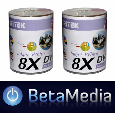 200 x Ritek Blank DVD-R media 8X 4.7GB Full Hub Printable DVD -R discs - Image 1 of 3