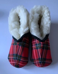 Bettstiefel aus reiner Schurwolle und Royal Stewart Stoff - Größe 9/10 UK - Bild 1 von 5