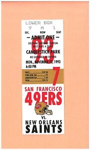 Atlanta Falcons at San Francisco 49ers 11-22-1993 ticket Jerry Rice Steve Young