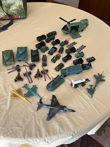 MINI Military Lot Army Tanks Trucks fence cannon weapons jet plastic vtg vehicle - Picture 1 of 24