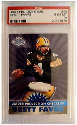 1997 Pro Line Gems Brett Favre card #10 graded PSA 10 card POP 1 - Image 1 of 2