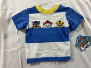 Paw Patrol Tee Tshirt Boys Size 12 Months Blue Short Chase Marshall Rubble NWT - Picture 1 of 3