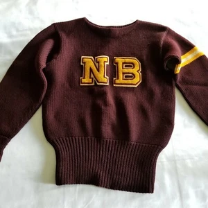 Lion Mills Kids BOYS Sweater Pure WOOL Small Maroon Pullover - Picture 1 of 7