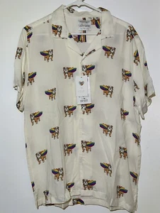 Denim & Flower Ricky Singh Shirt Bulldog Rainbow Cape Short Sleeve Size Large - Picture 1 of 7