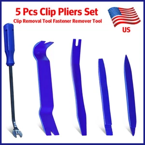 5Pcs Car Door Clip Trim Removal Tools Kit Plastic Car Interior Repair Blue Set - Picture 1 of 7