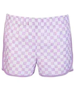 ID IDEOLOGY Big Girls Pull-On Checkerboard Short Light Purple Size L (14) - Picture 1 of 3
