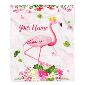 Personalized Flamingo Birthday Custom Flower Blanket For Kid Daughter Niece - Picture 1 of 4