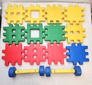 1984 Little Tikes Large 8" x 8" Waffle Blocks Complete 14 Piece Set #0410-No Box - Picture 1 of 2