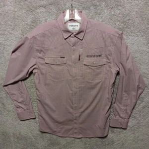 Poncho Shirt Men's Small Pearl Snap Red White Western Performance Long Sleeve - Picture 1 of 20