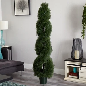 6’ Topiary Cedar Cypress Double Pond Spiral Tree UV Indoor/Outdoor. Retail $479 - Picture 1 of 2