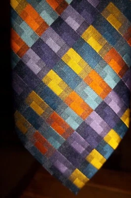 Barcelona Cravatte Men's Tie NWT Vibrant Multi Colored Geometric 61x3.25 XL - Image 1 of 4