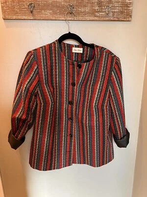 Vintage VNTG. 80s 90s Adams Multi Colored Knit Blazer  W Shoulder Pads L/XL (?) - Image 1 of 4