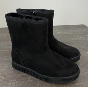 Cat & Jack Girls Holland Zipper Shearling Style Boots  Black Size 13 - Picture 1 of 6