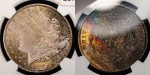 1904-O $1 Morgan Silver Dollar - Rainbow Toning - NGC MS 64 - VIDEO - SKU-B2113 - Picture 1 of 9
