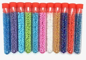 Glass Seed Beads in Handy Resealable Tube. Multiple Colour and Size Choices - Picture 1 of 23