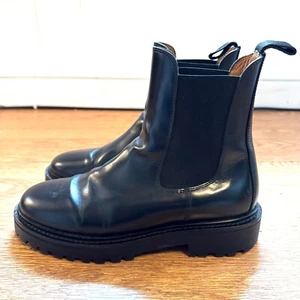 Isabel Marant Size Women's 10 US/EU 41 Chelsea Black Leather Lug Boots - Picture 1 of 8