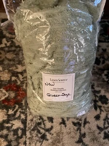 Vintage Linen Source Chic Chenille Queen Bedspread Green - Picture 1 of 7