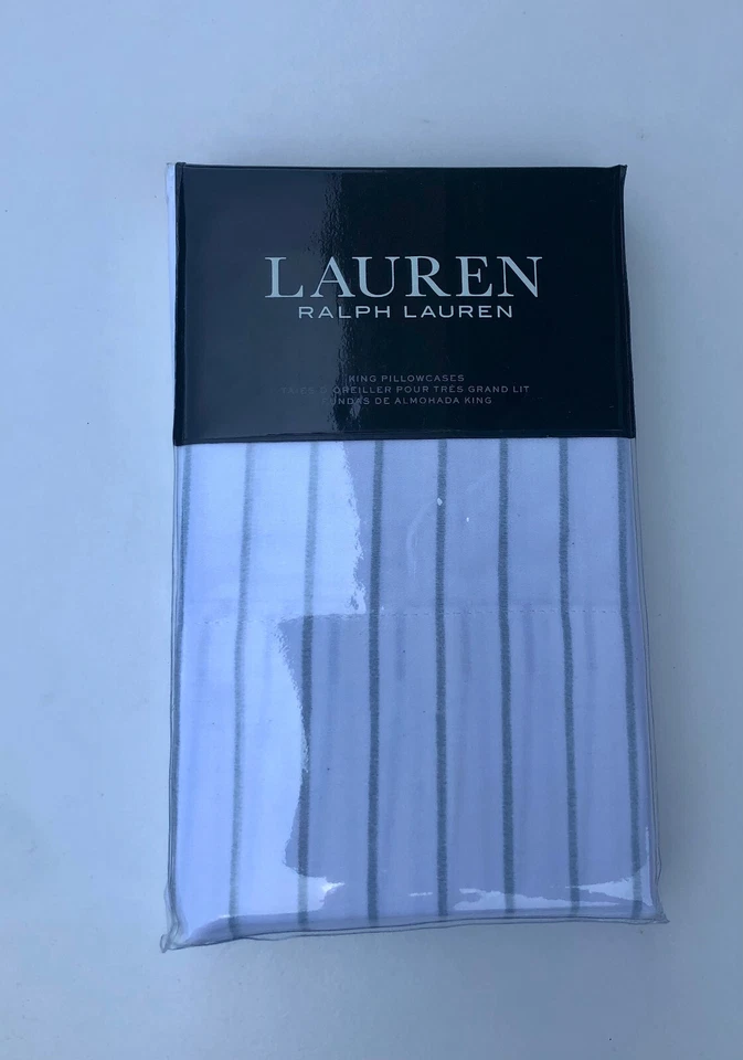 Lauren Ralph Lauren Spencer Stripe Sateen King Size Pillowcases 2 Sage Green