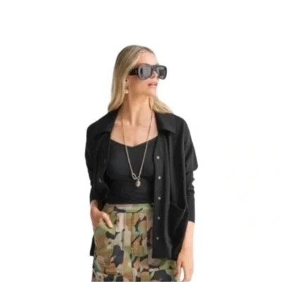 CABI Elemental Topper Snap-Button V-Neck Jacket Black Sz XS #6253 NWOT - Image 1 of 4