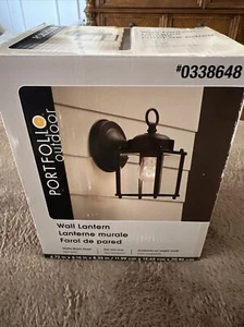 Portfolio Outdoor Wall Lantern Matte Black Square Glass 0338648 - Picture 1 of 4