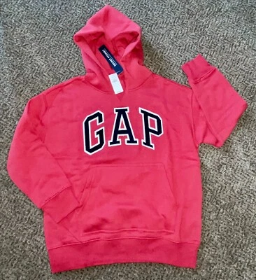 NWT GAP TEEN Kids Logo Hoodie Pullover Medium 8 Kangaroo Pocket Weathered Red - Image 1 of 4