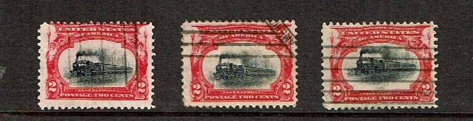 1901 U.S. CLASSIC PAN-AM Expo 2c Locomotive Lot of 3 Sc#295 Used Great Topical - Image 1 of 1