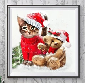 Kits de pintura de diamantes para adultos, kits de arte de diamantes para gatos para principiantes, 5D hágalo usted mismo redondo - Imagen 1 de 2