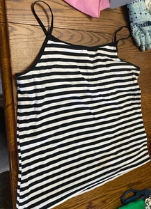 NWT wonder nation black/white striped girls XL (14-16) tank top - Picture 1 of 2