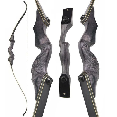 60" Archery Recurve Bow Takedown 25-60lbs Longbow Bamboo Core Limbs Hunting - Image 1 of 4